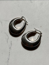 Load image into Gallery viewer, Vintage Sterling Silver Oblong Hoop Earrings
