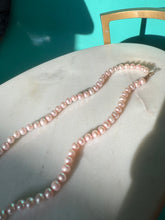 Load image into Gallery viewer, Baby Pink Pearl 10k Gold Necklace 17.5”
