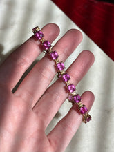 Load image into Gallery viewer, Lab Created Faceted Pink Sapphire Gold Vermeil Tennis Bracelet 7.25”
