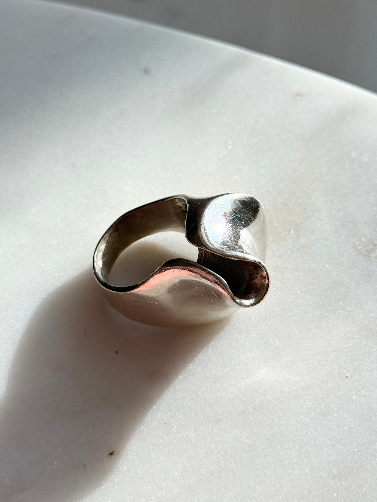 Chunky Sculptural Modernist Solid Sterling Silver Ring Size 7.5