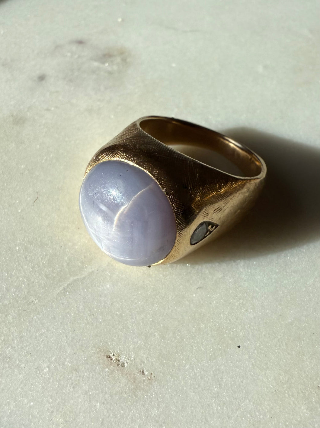 Star Sapphire & Diamond 14k Yellow Gold Ring Size 8