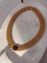 Load image into Gallery viewer, Vintage Gold Plated Faux Coin Panther Link Necklace 16”
