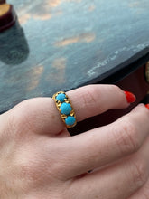 Load image into Gallery viewer, Antique 22k Persian Turquoise Trilogy Ring
