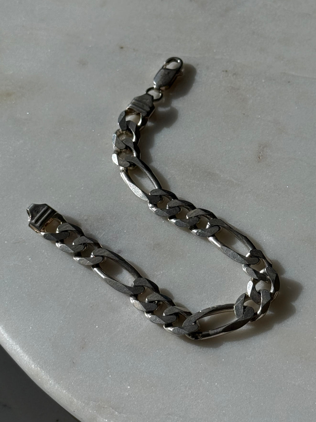 Vintage Solid Sterling Silver Figaro Link Bracelet 8.15”