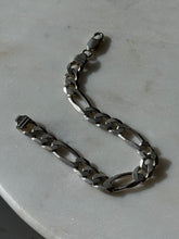 Load image into Gallery viewer, Vintage Solid Sterling Silver Figaro Link Bracelet 8.15”
