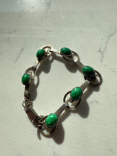Load image into Gallery viewer, Vintage Eliat Green Stone 900 Silver Bracelet
