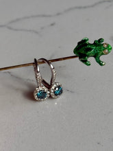Load image into Gallery viewer, Blue &amp; White Diamond 14k White Gold Earrings
