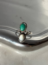 Load image into Gallery viewer, Vintage Malachite &amp; Mother of Pearl Sterling Silver Ring Size 5.75
