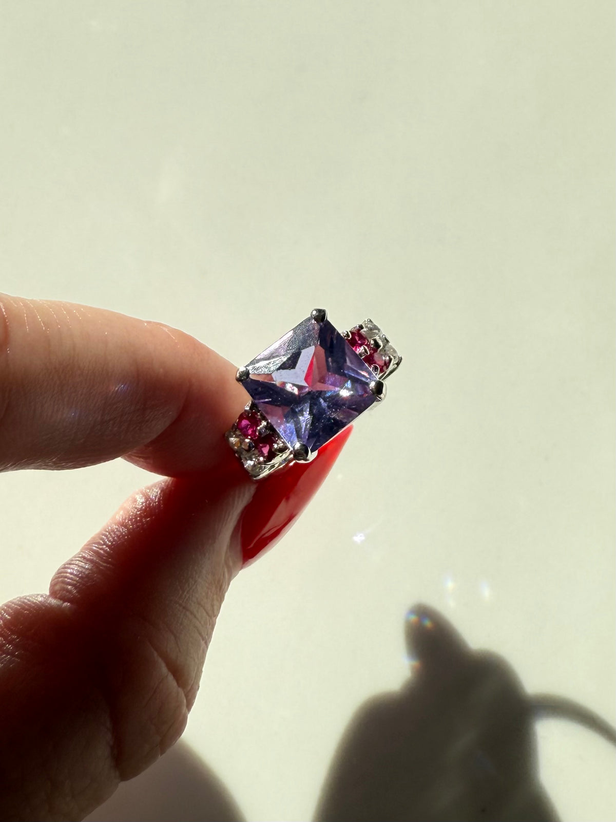 Purple Sterling Silver Ring Size 5.25