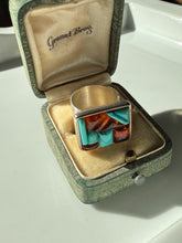 Load image into Gallery viewer, Amber &amp; Turquoise Sterling Silver Ring Size 6.75
