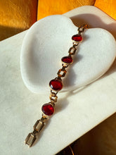Load image into Gallery viewer, Red Czech Glass 1/20 10k Gold Filled Bracelet 7”
