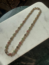 Load image into Gallery viewer, y2k Emerald Ruby Blue Sapphire Gold Vermeil Necklace 17”
