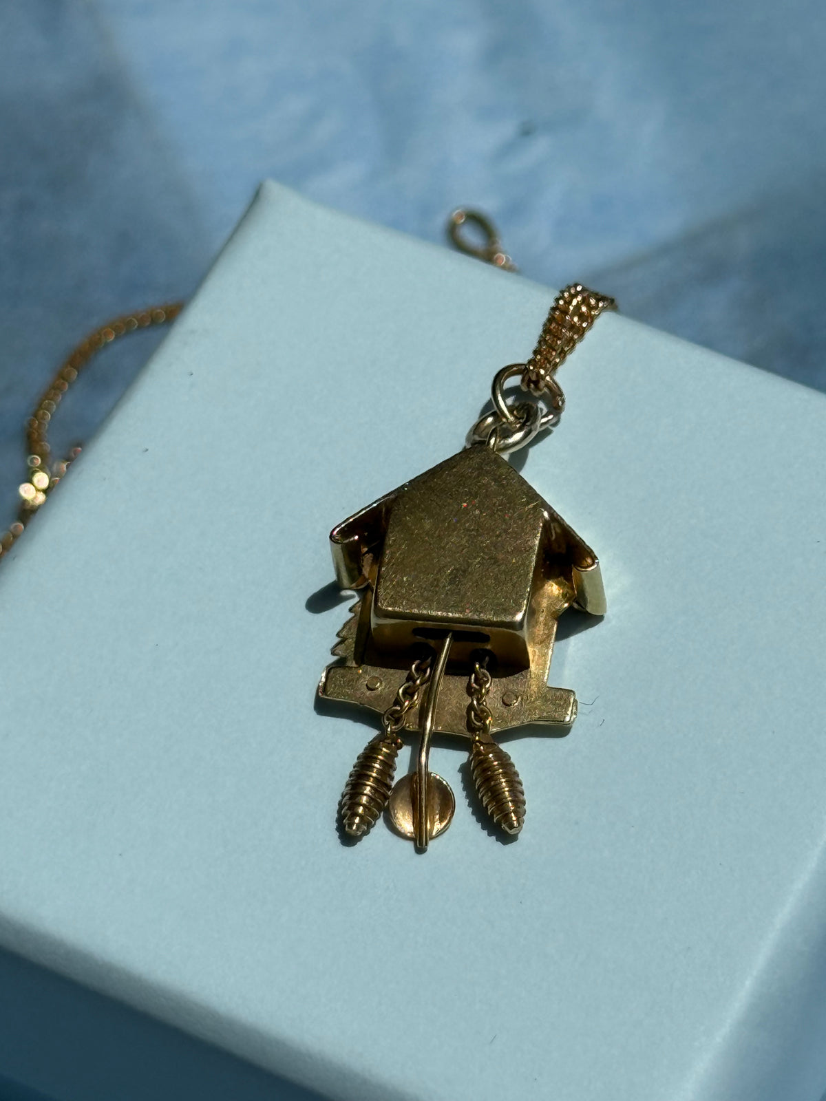Vintage 18k Gold Cuckoo Clock Pendant