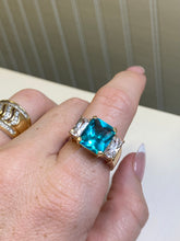 Load image into Gallery viewer, Chunky Blue Gold Vermeil Ring Size 9.25
