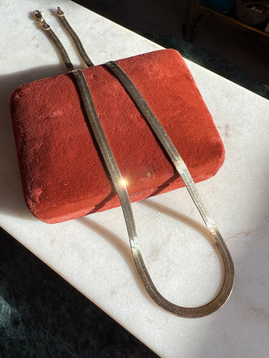 Italian Reversible Gold Vermeil Herringbone Chain 20”