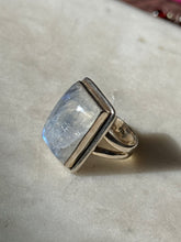 Load image into Gallery viewer, Moonstone Sterling Silver Square Ring Size 7.25
