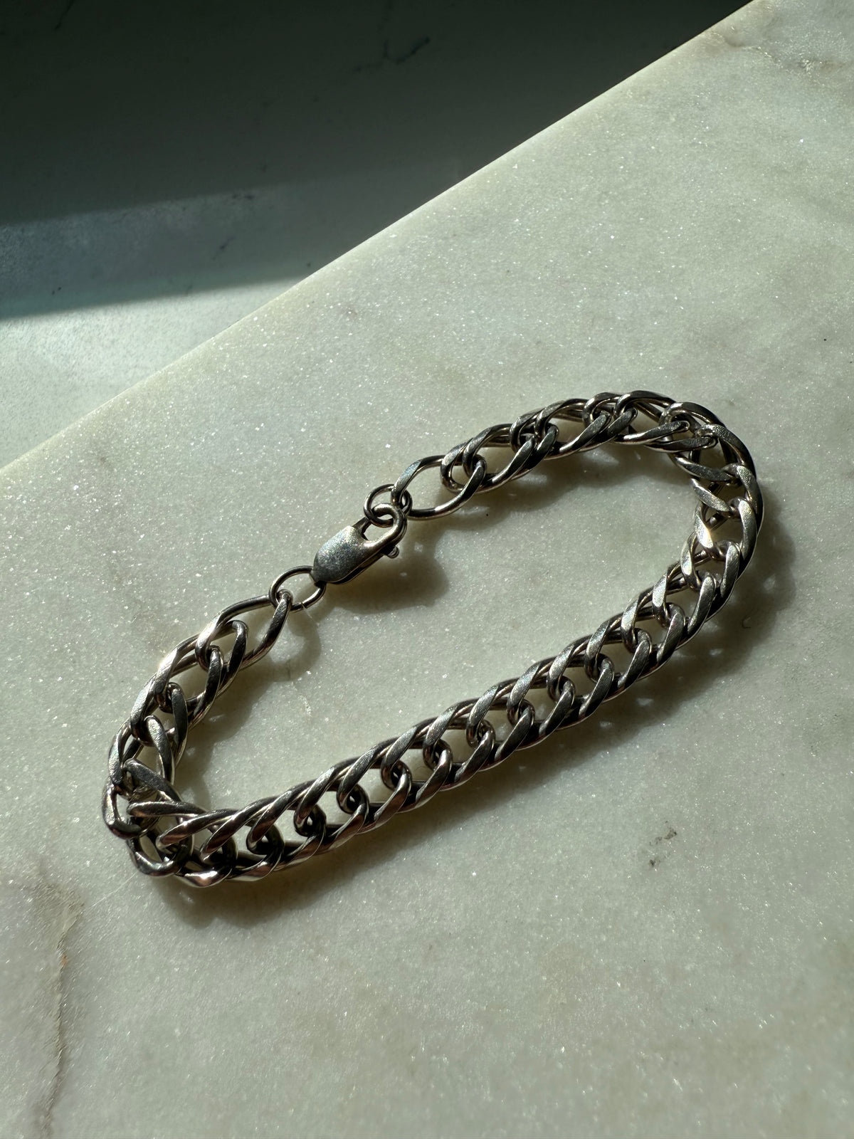 Double Curb Sterling Silver Bracelet 7”