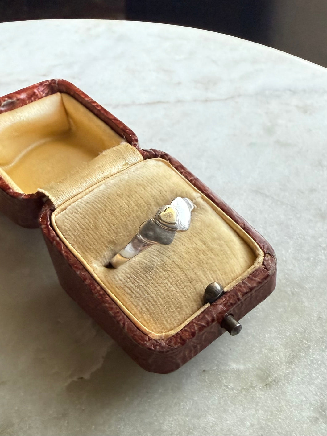 Sterling Silver & 14k Gold Heart Ring Size 6.25