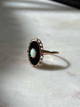 Load image into Gallery viewer, Vintage 10k Gold Black Onyx &amp; Opal Ring Size 9
