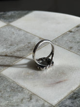 Load image into Gallery viewer, Crushed Coral &amp; Turquoise Sterling Silver Butterfly Ring Size 7.75
