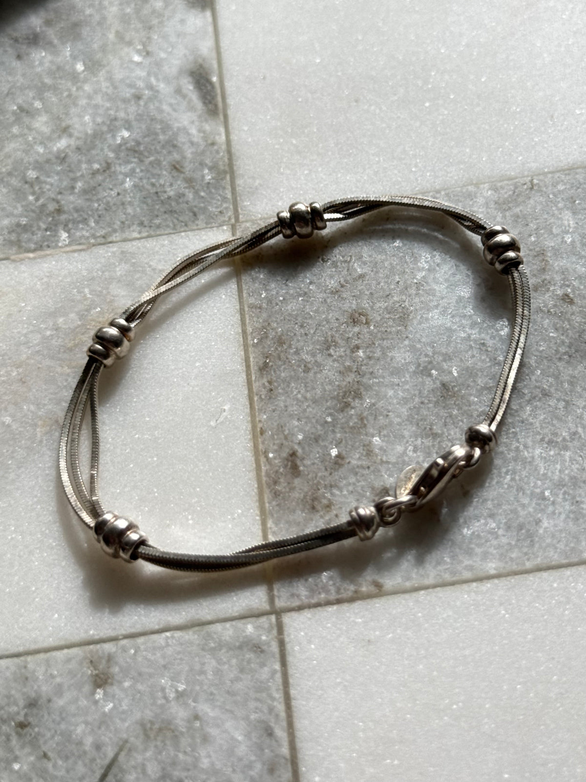 Vintage Sterling Silver Snake Bracelet 7”
