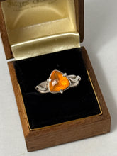 Load image into Gallery viewer, Faceted Orange Glass Sterling Silver Ring Size 8.25
