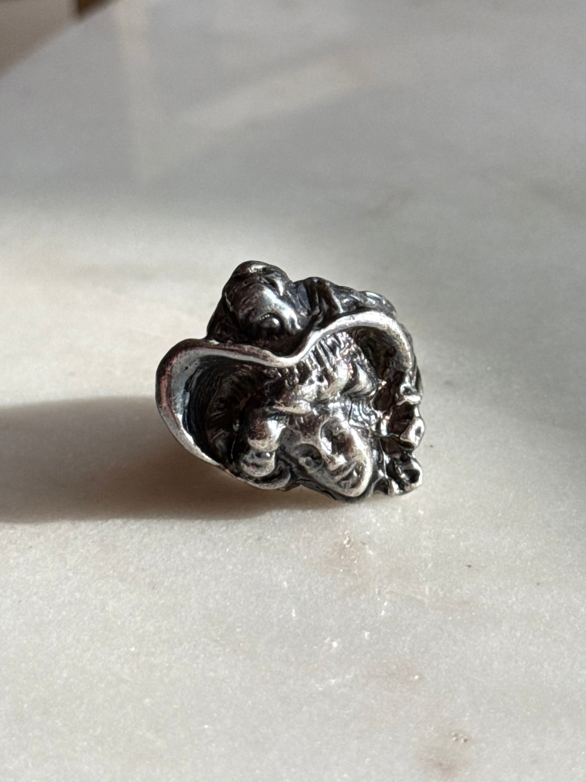 Vintage Art Nouveau Lady Sterling Ring Size 6.25
