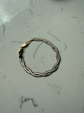 Load image into Gallery viewer, Double Sided Gold Vermeil Braided Herringbone Sterling Bracelet 7.5”
