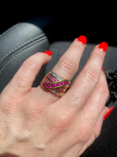 Load image into Gallery viewer, Chunky Gold Vermeil Pink Sapphire Ring Size 5.5
