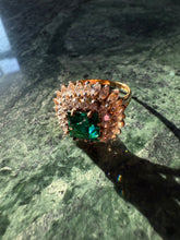 Load image into Gallery viewer, Gold Vermeil Green Halo Ring Size 10.5
