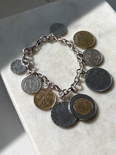 Load image into Gallery viewer, Vintage Milor Italy Sterling Silver Coin Bracelet 7.75”
