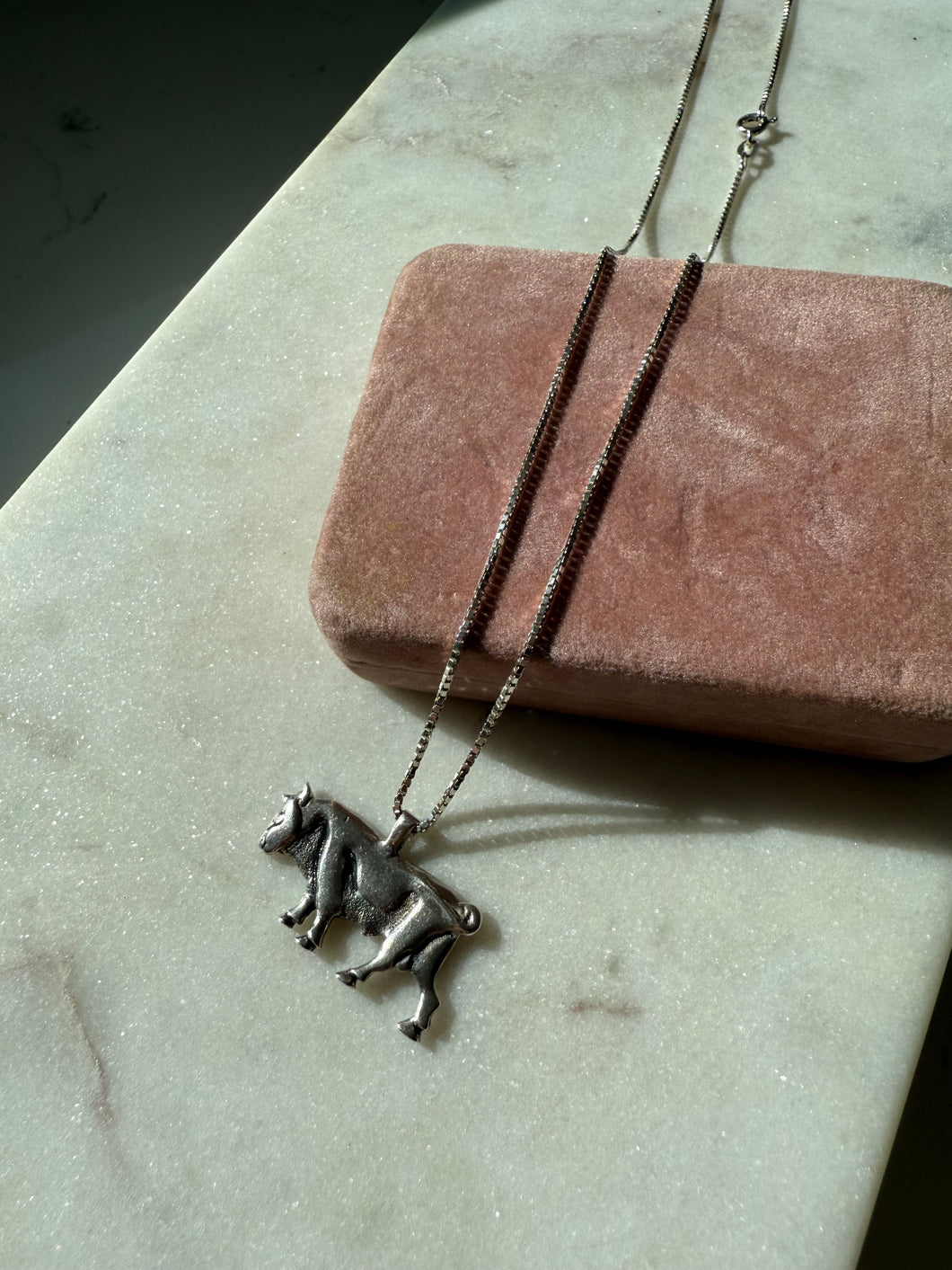 Vintage Bull Sterling Silver Necklace