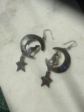 Load image into Gallery viewer, Sterling Silver Wolf on the Moon Earrings

