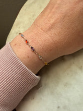 Load image into Gallery viewer, Italian 14k Yellow Gold Multicolor Station Bracelet 7.75”
