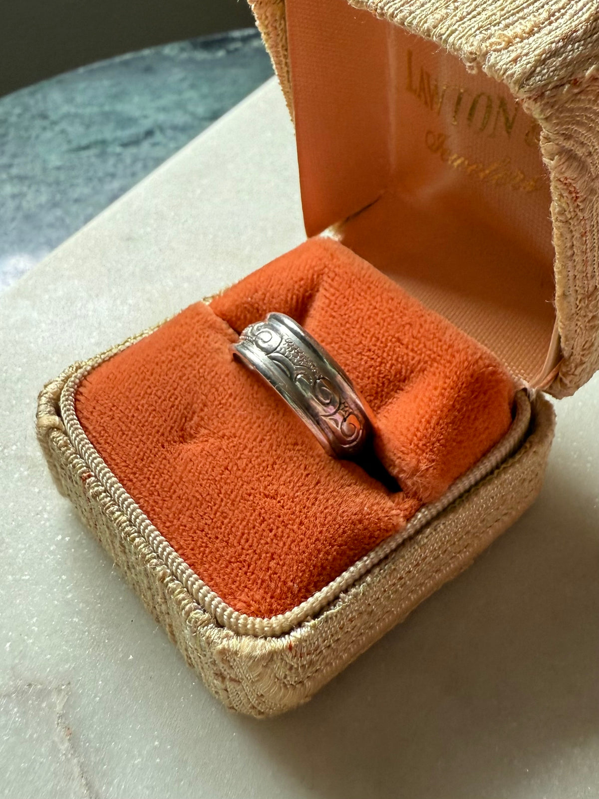 Vintage Engraved Sterling Silver Solid Band Size 7