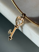 Load image into Gallery viewer, Solid 14k Yellow Gold Natural Diamond Heart Key Pendant
