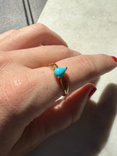 Load image into Gallery viewer, Turquoise Gold Vermeil Dainty Ring Size 7.25
