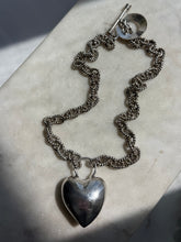 Load image into Gallery viewer, Mexico Vintage Chunky Heart Sterling Necklace 18”
