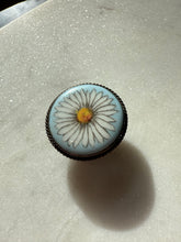 Load image into Gallery viewer, Vintage Painted Porcelain Daisy Sterling Silver Concho
