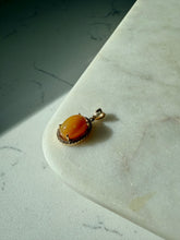 Load image into Gallery viewer, 14k Yellow Gold Fire Opal &amp; Diamond Halo Pendant
