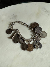 Load image into Gallery viewer, Vintage Coin Charm Sterling Silver Bracelet
