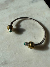 Load image into Gallery viewer, Malachite Mexico Sterling Silver &amp; Brass Bangle Bracelet
