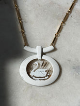Load image into Gallery viewer, Vintage Swan White Enamel Costume Necklace 23”
