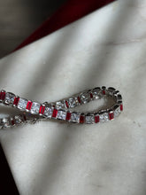 Load image into Gallery viewer, Sterling Silver CZ &amp; Glass Stone Tennis Bracelet 6.5”
