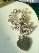 Load image into Gallery viewer, Tiffany &amp; Co. Sterling Silver Cable Link Heart Toggle Bracelet 7.25”
