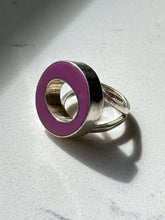 Load image into Gallery viewer, Mexico Pink Enamel Sterling Silver Modernist Ring Size 5.25
