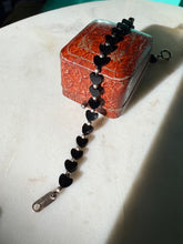Load image into Gallery viewer, Black Onyx Heart Sterling Silver Bracelet 7”
