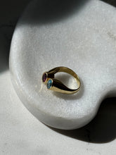 Load image into Gallery viewer, Vintage 18k Yellow Gold Blue Topaz &amp; Tourmaline Ring Size 6.75
