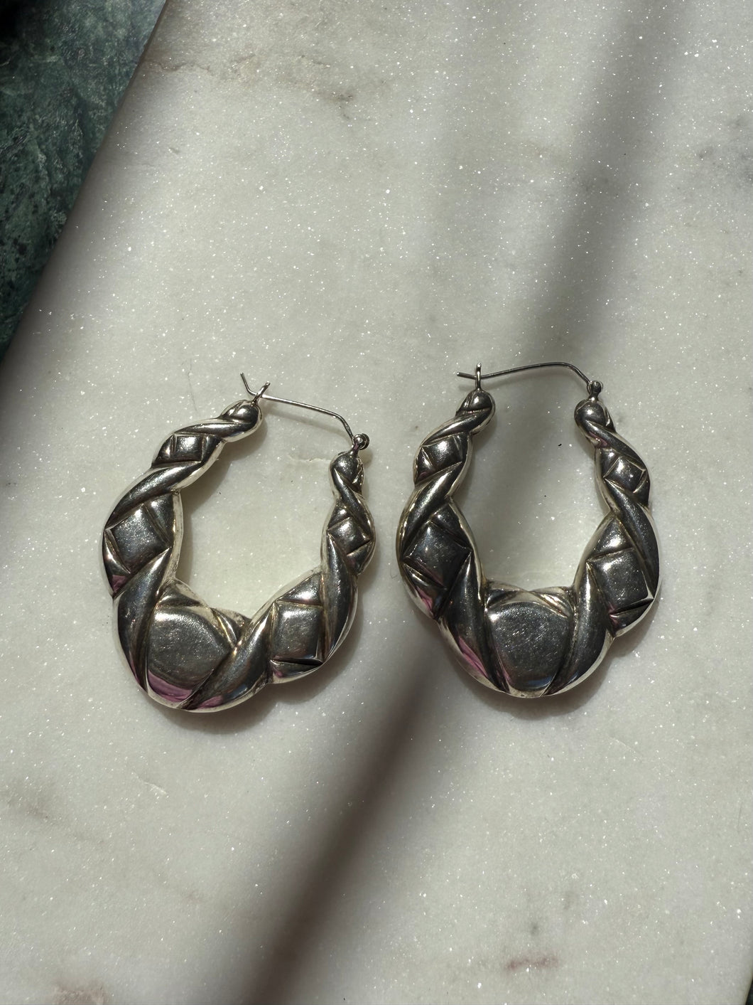 Vintage Chunky Sterling Silver Hoops