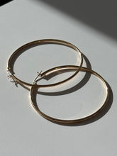 Load image into Gallery viewer, Vintage 14k Yellow Gold Large Hoops 2.25”
